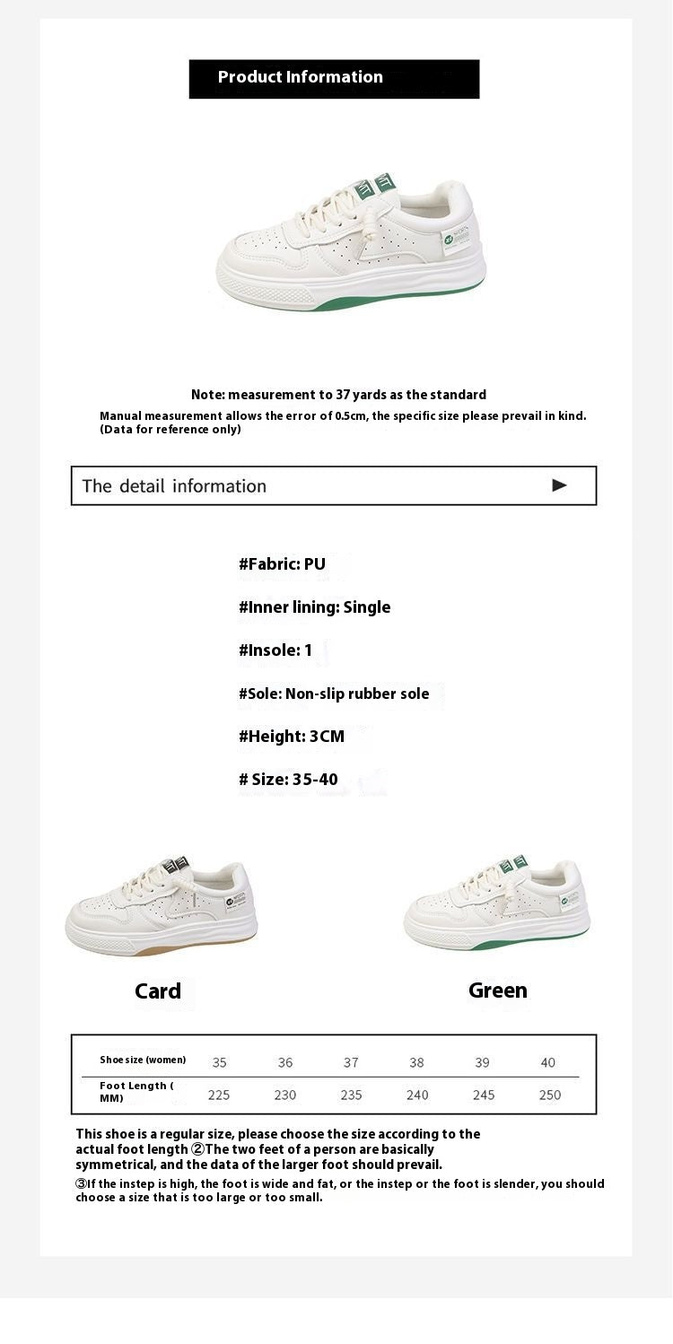 Spring And Autumn Flat Platform White All-matching Casual Sports White Shoes Board Shoes