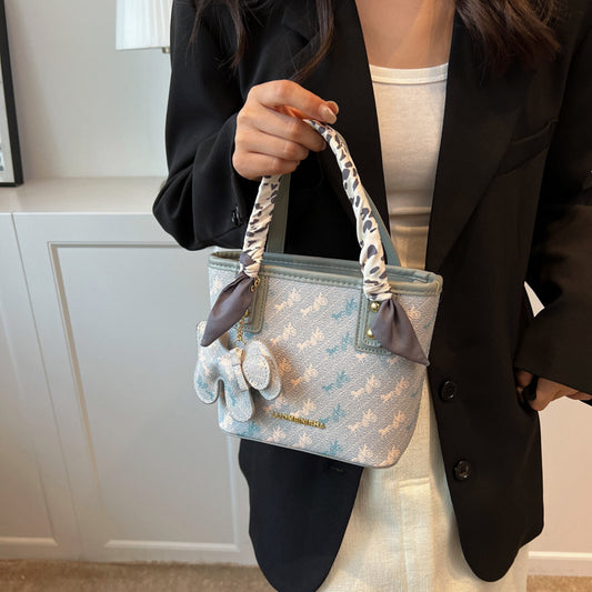 Ladies Premium Sense Textured Small Crossbody Portable Bucket Bag