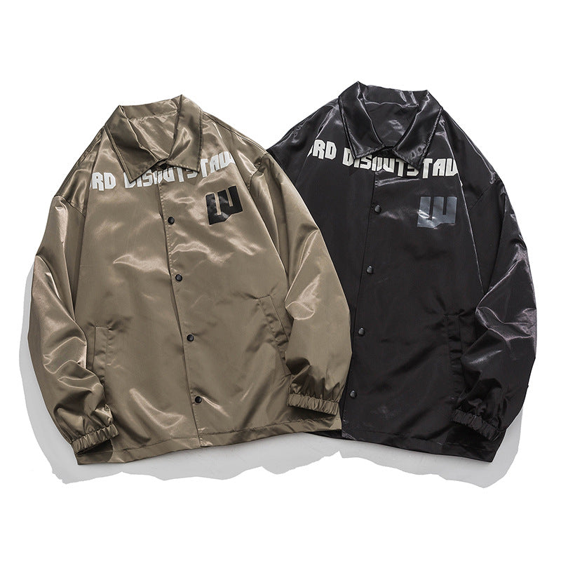 Letter Fashion Brand Lapel Jacket Loose Top Casual Coat