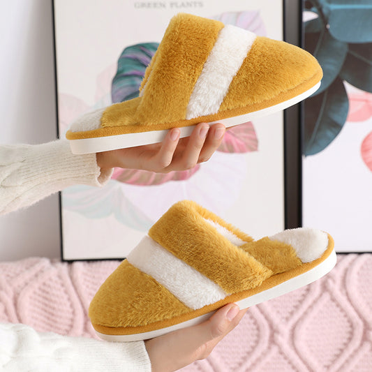 Winter Cotton Slippers Women Thicken Warm Rabbit Fur Indoor