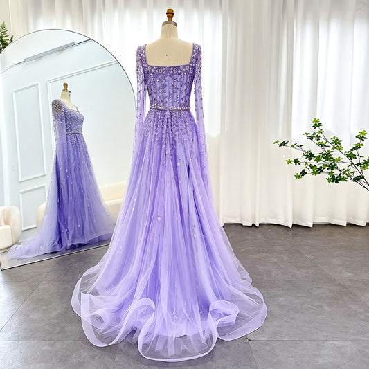 Womens Sparkly Long-Sleeve Zipper Evening Dress