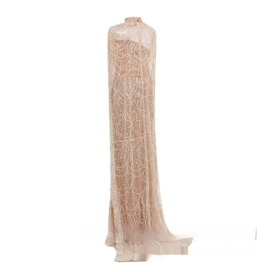 Pearl Embroidery Material Evening Party Dress