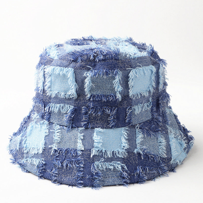 Rugged Plaid Fisherman Hat For Women's New Fashion Casual Sun Protection