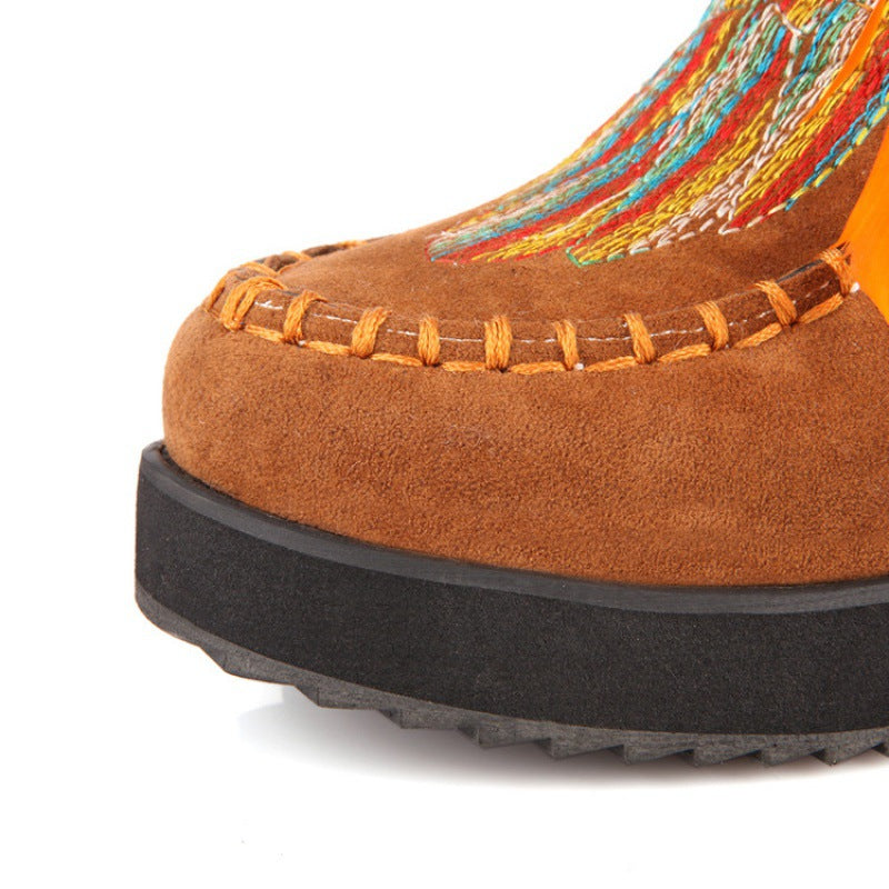National Style Women Short Boots With Soles