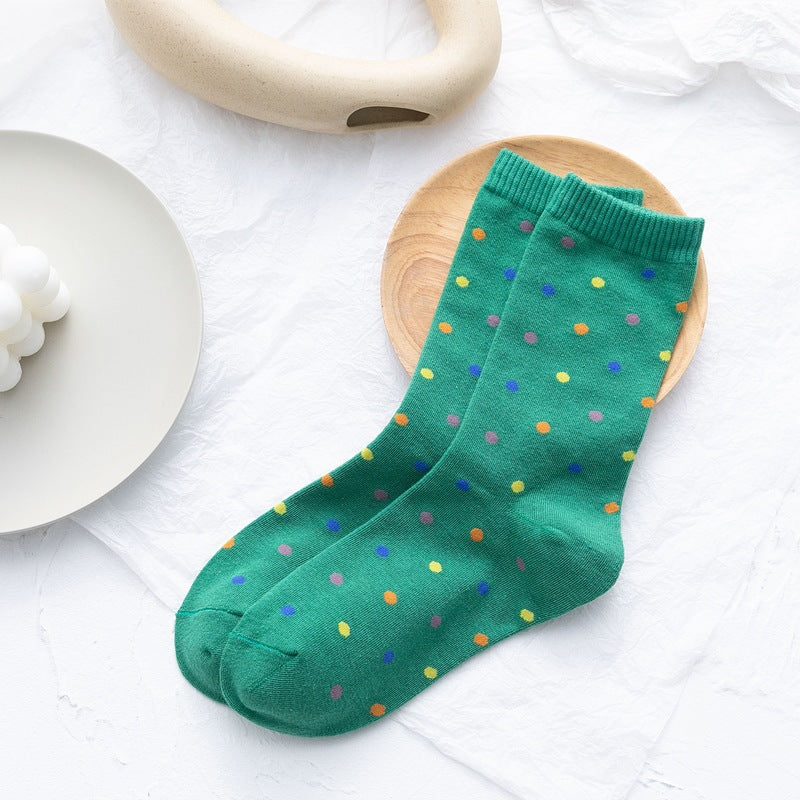 Japanese Color Wavelet Dot Cotton Mixed Women's Socks