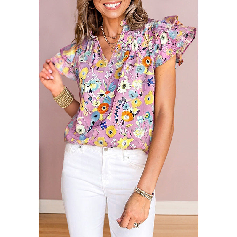 Fashion Flower Printing Loose Pullover