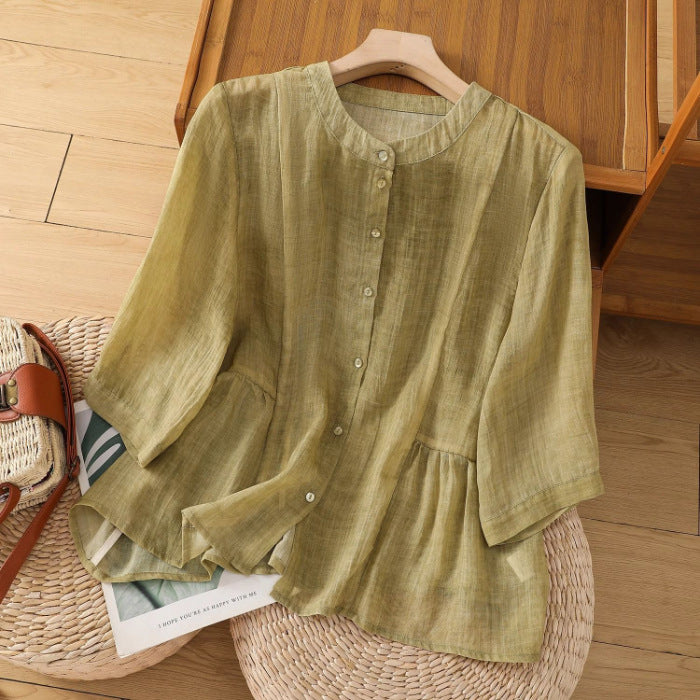 New Loose Slimming Temperament Casual Cotton Linen Top