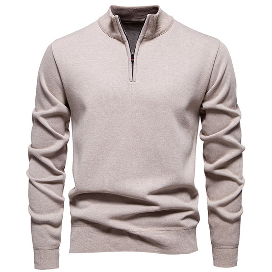 Casual Men's Solid Color Half-zip Sweater