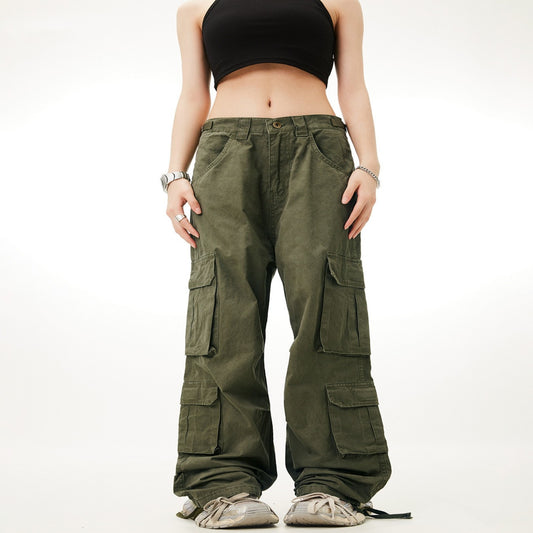 Retro Multi-pocket Cargo Pants Loose Straight Casual Pants
