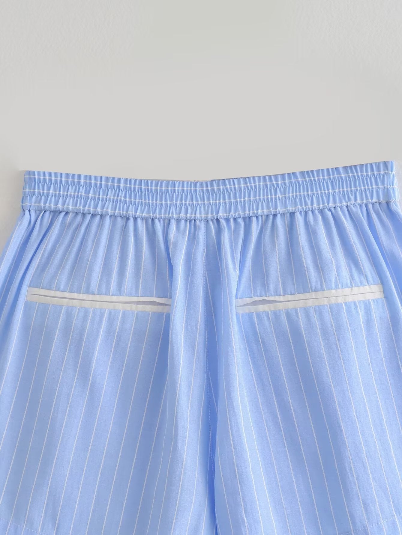 Long Sleeve Contrast Color Striped Shirt Shorts