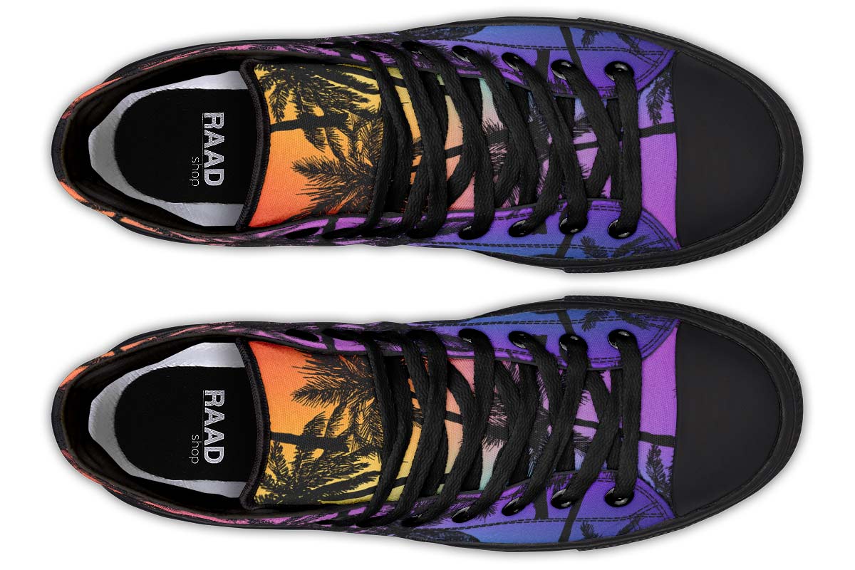 Men's And Women's Fashion Color Printing High-top Canvas Shoes