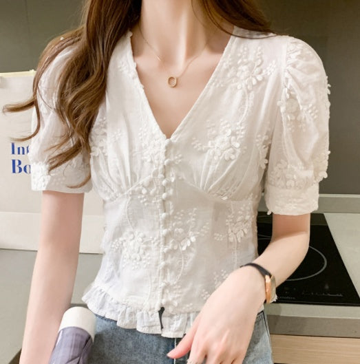 South Korea Dongdaemun Hollow Ladies Short Sleeve