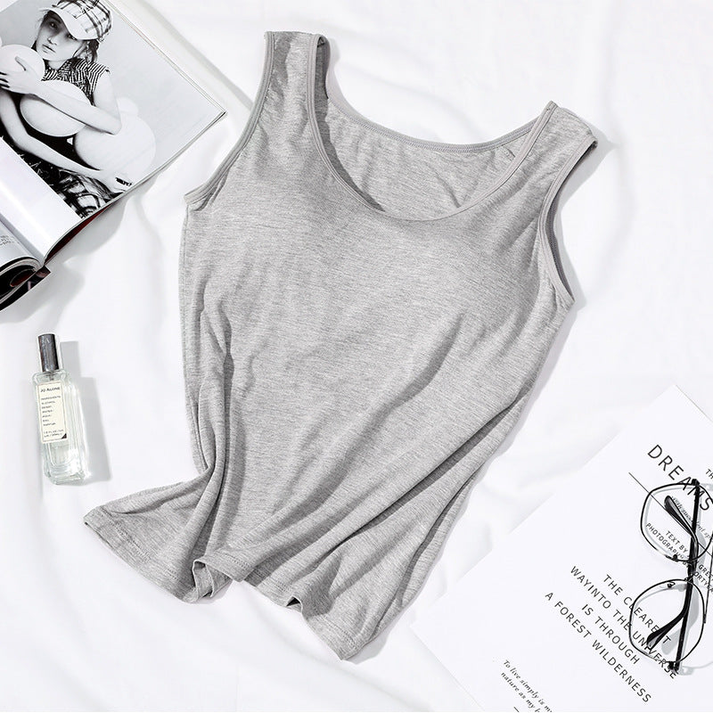 Camisole With Chest Pads Outerwear Base Layer Spaghetti Strap Top