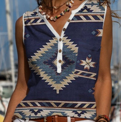 Printed Casual Tank Top Sleeveless T Shirt