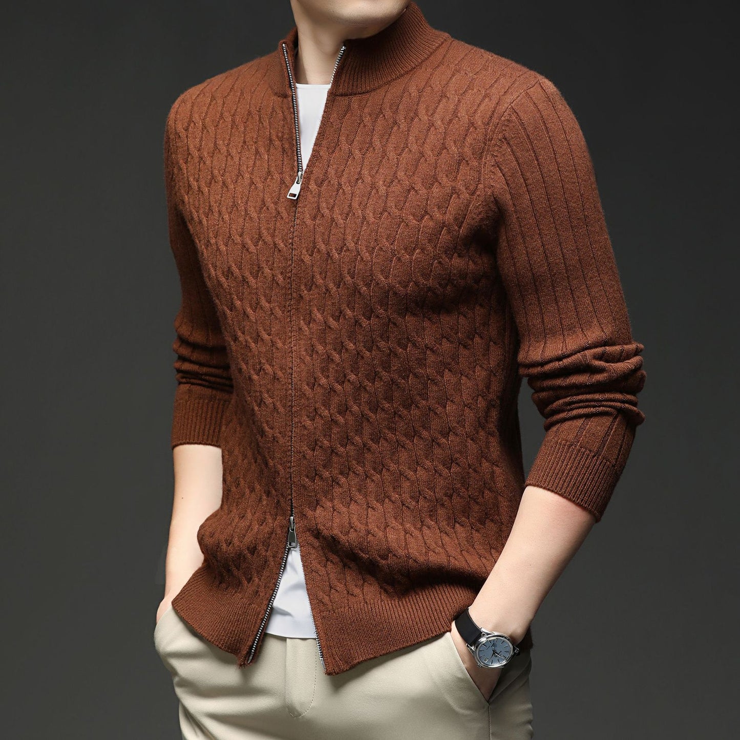 Mode Efterår Ny Lynlås Krave Sweater Mænd