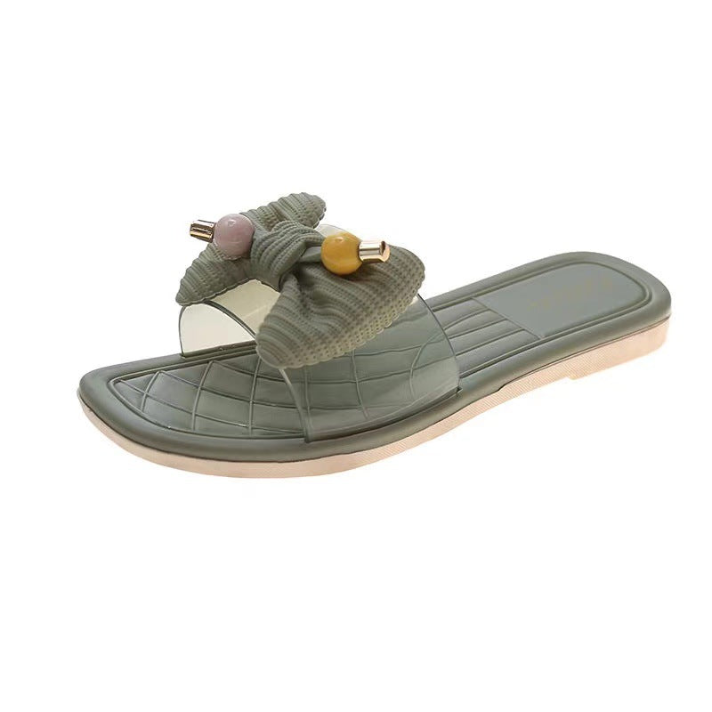 Non-slip Transparent Flip Flops With Bow