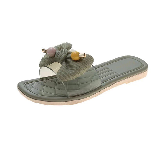 Non-slip Transparent Flip Flops With Bow