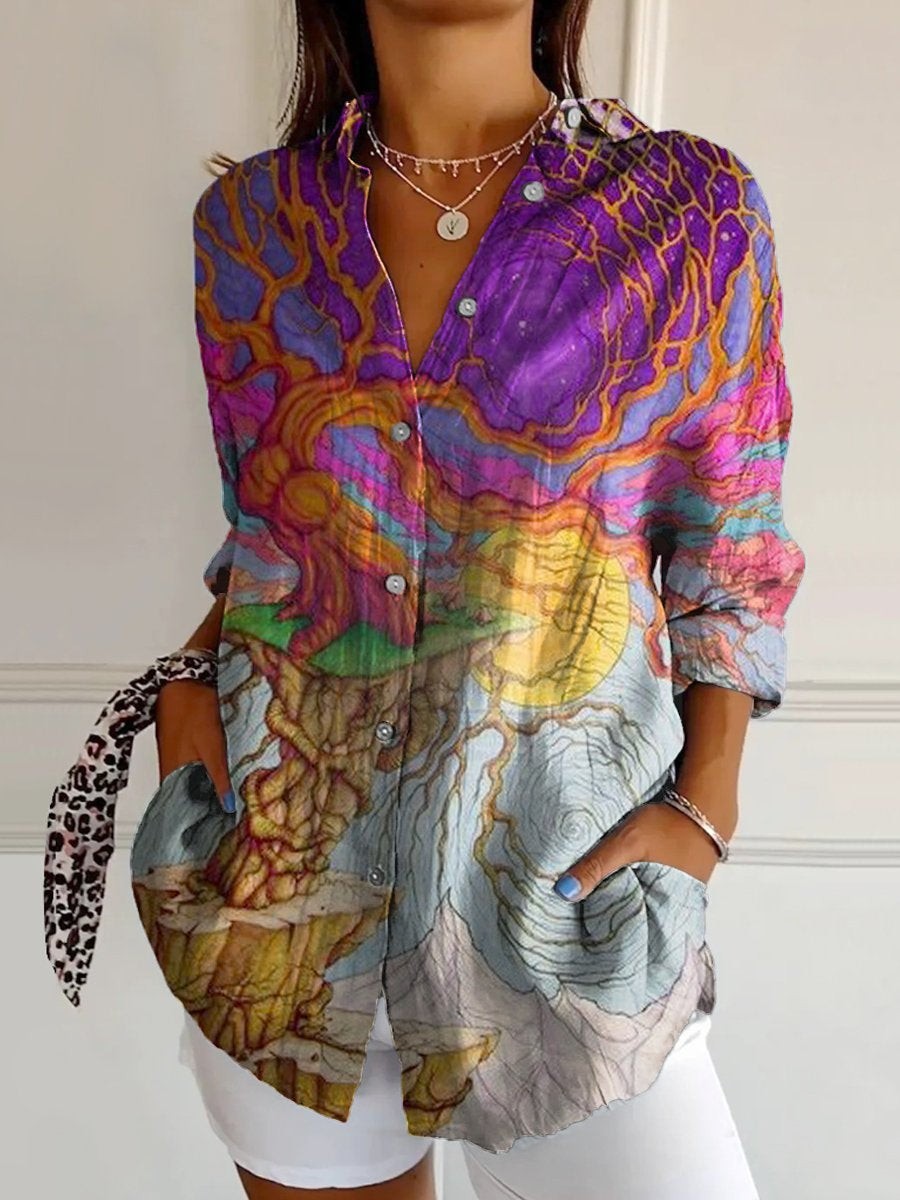 Women's Drop-shoulder Sleeve 3D Digital Printing Long-sleeved Shirt