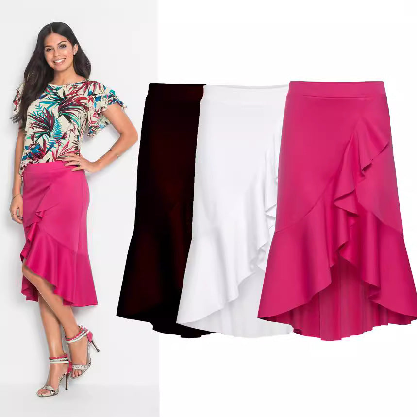 New Mid Length Skirt With High Waist And Irregular Pleats