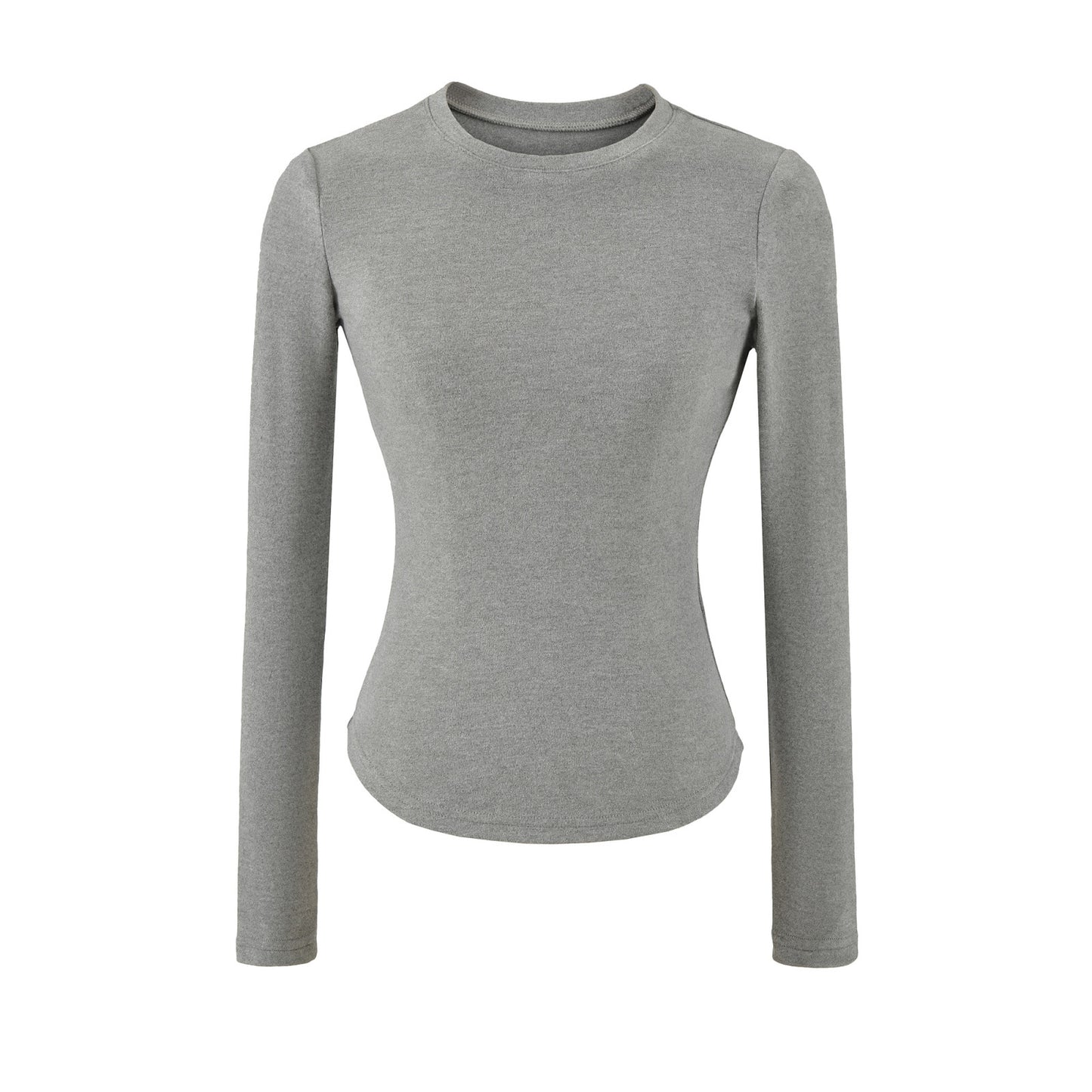 Double-sided Brushed Waist-cinching Warm Long-sleeve T-shirt
