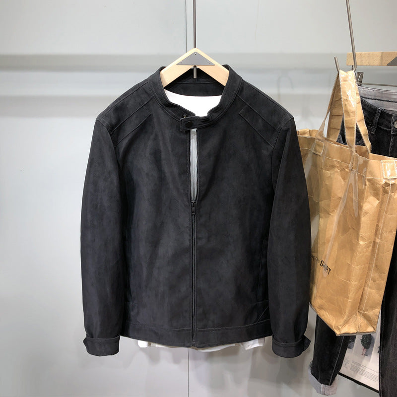 Mens Slim-Fit Handsome Trendy Biker-Style Thickened Casual Jacket