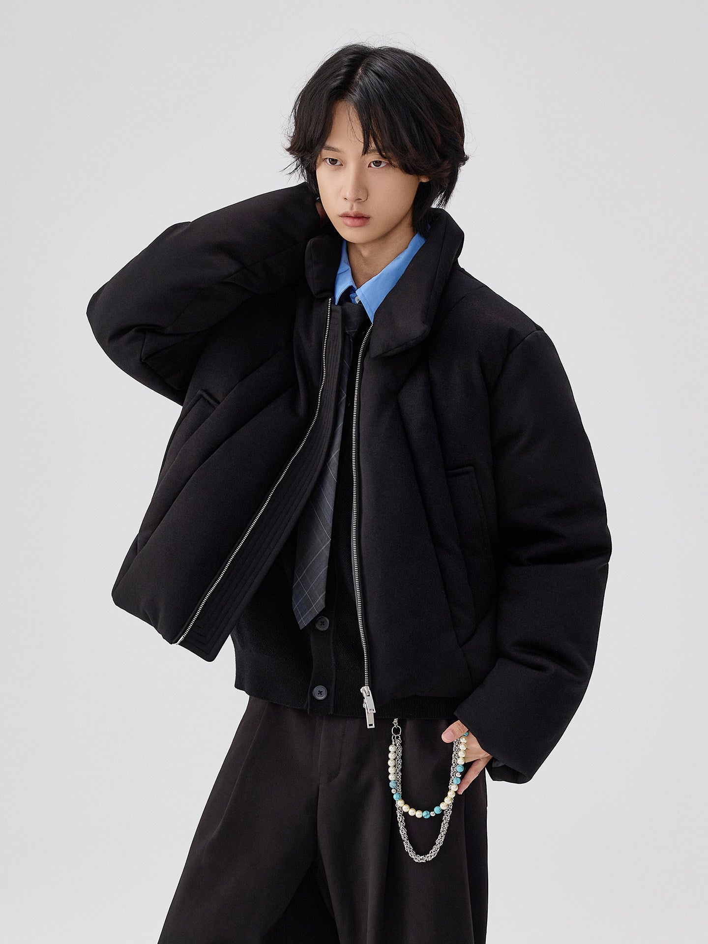 American-style Retro Stand-up Collar Padded Down Jacket