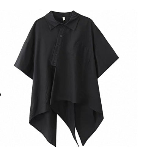 Dark-style Niche Asymmetric Short-sleeve Shirt