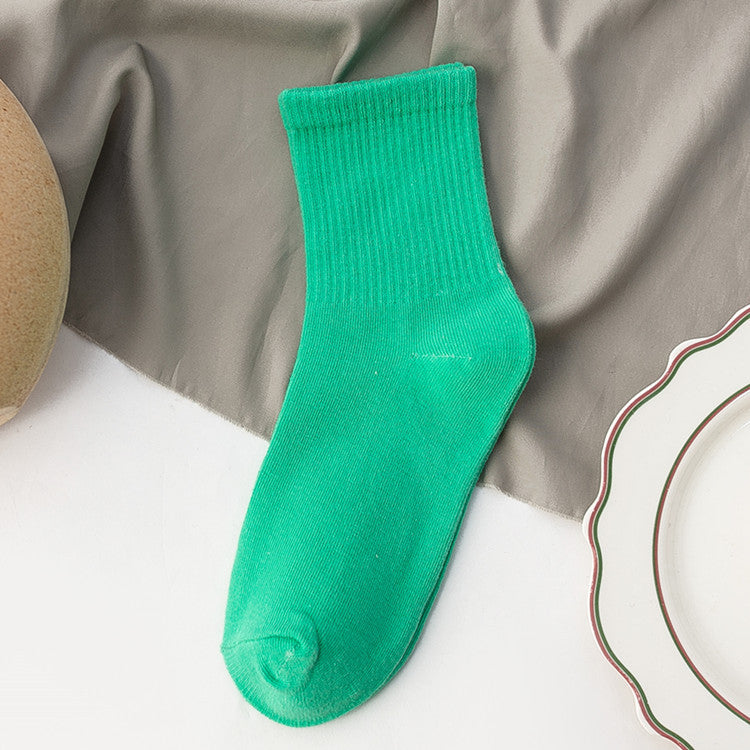 Candy-colored Mid-calf High Rubber Band Student Sports Socks