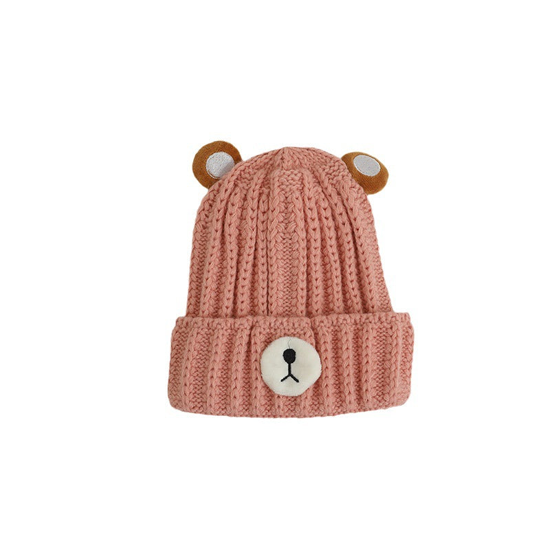Knitted Hat Bear Candy Color Woolen Cap