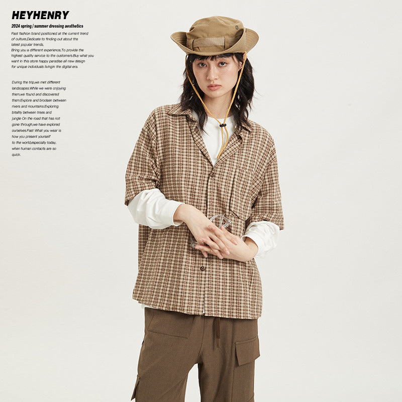 Striped Japanese-style Retro Short Sleeve Shirt Loose Preppy Style