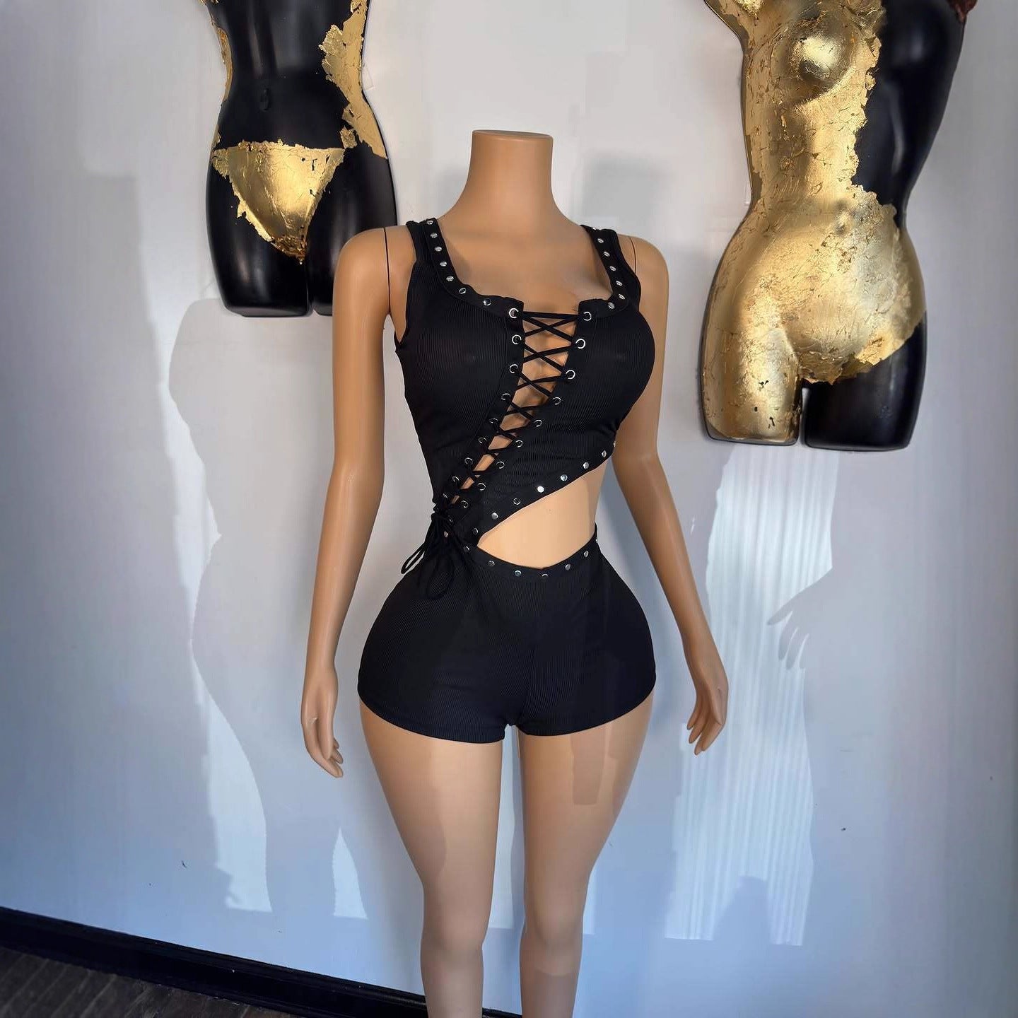 Irregular Sleeveless T-shirt And Romper Shorts