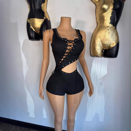 Irregular Sleeveless T-shirt And Romper Shorts