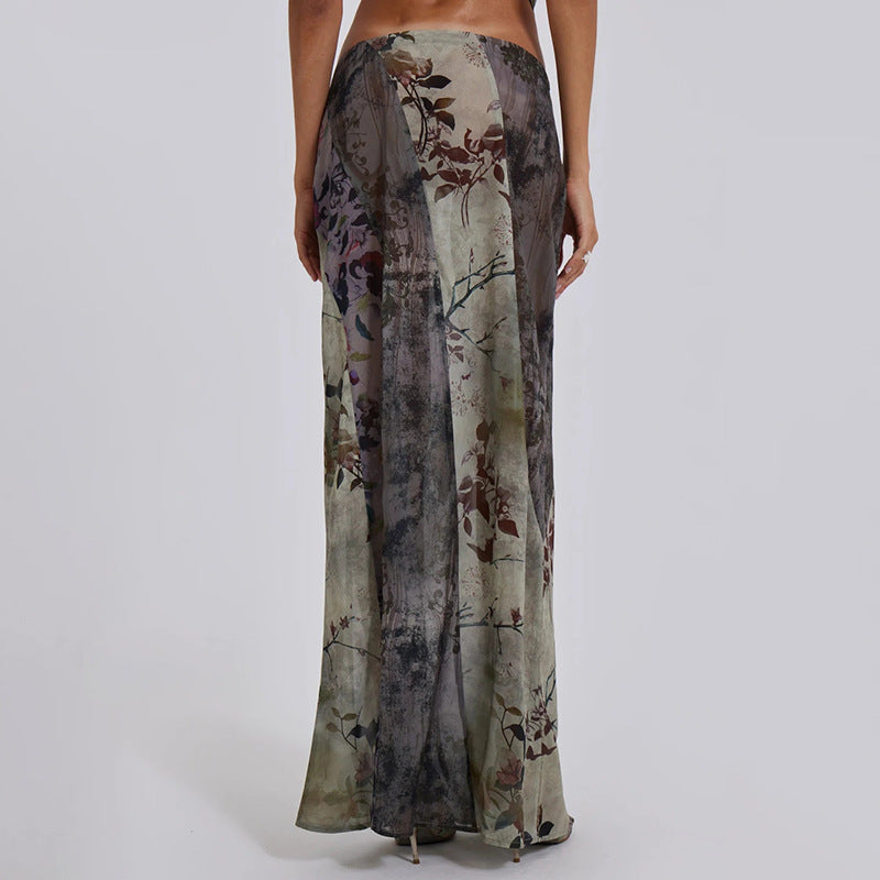 Women's Vintage Floral Printed Woven Skirt