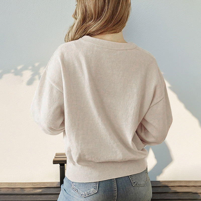 Fashion Casual Round Neck Long Sleeve Women's Sweater
