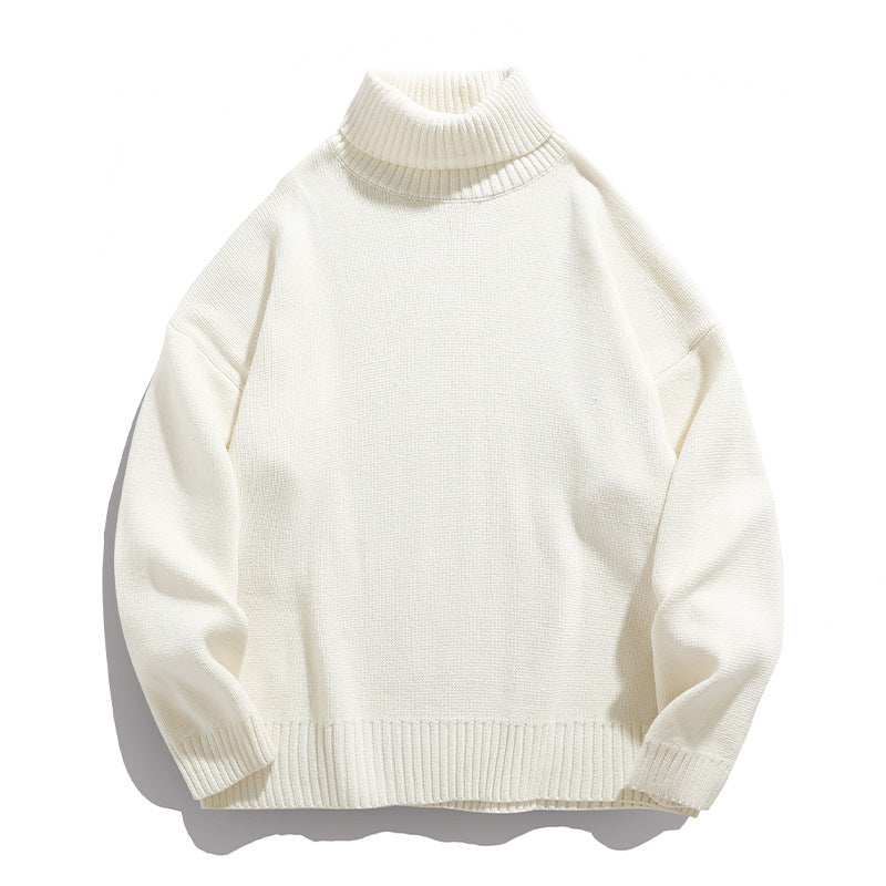 Japanese Couple Solid Color Turtleneck Sweater