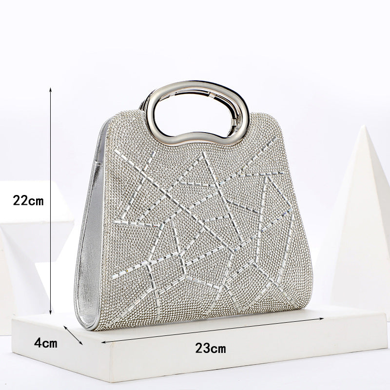 Uregelmæssige striber Rhinestone Glitter PU-læderhåndtaske
