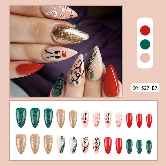 Christmas Wearable Candy Cane Elk Drop Shape Nail Sticker