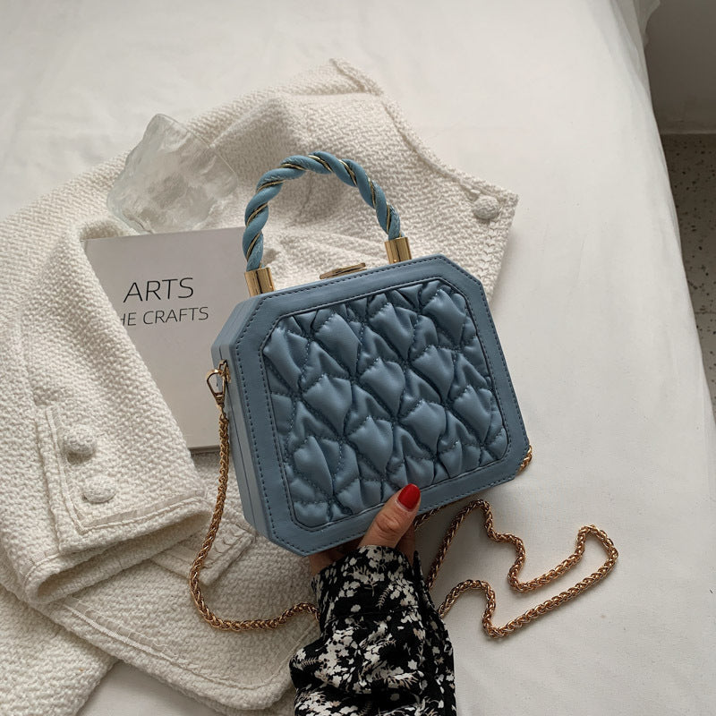 Fashion PU Stereotyped Small Square Bag Korean Style Temperament Chain