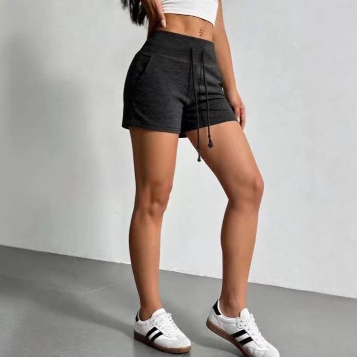 New Casual High-waist Solid-color Athletic Shorts