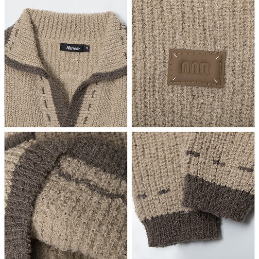 V-neck Sweater Sweater New Contrast Color