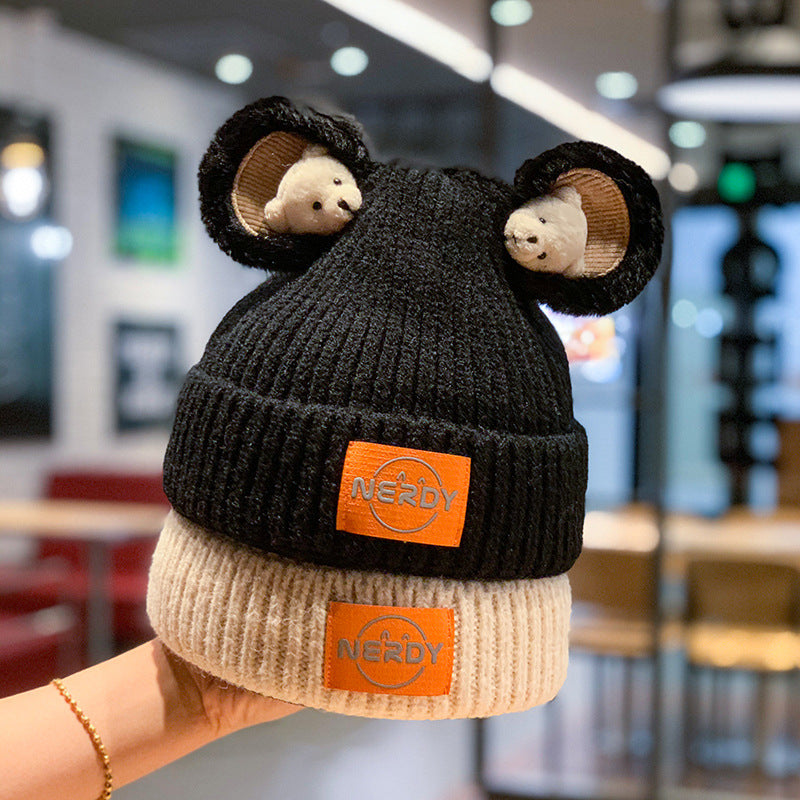 Three-dimensional Bear Woolen Women's Thickened Warm Knitted Hat