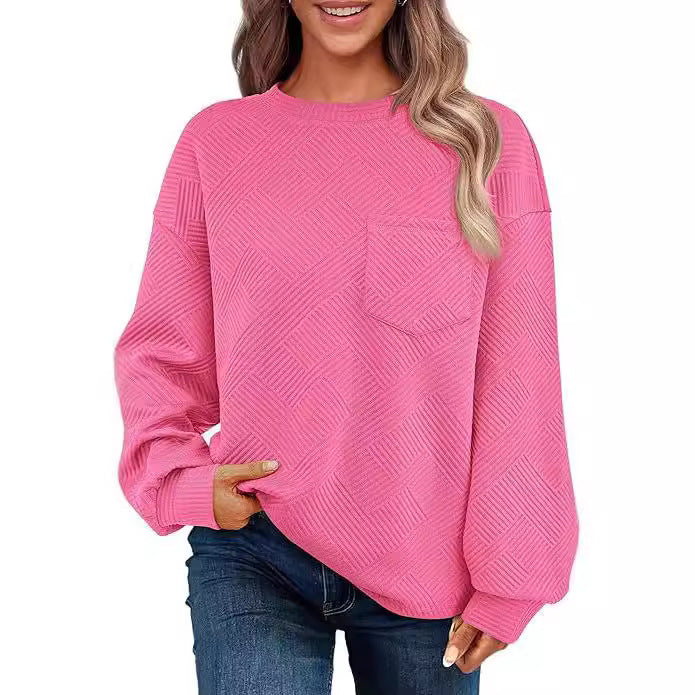 Women's Long-sleeved Drop-shoulder Round Neck Sweater Texture