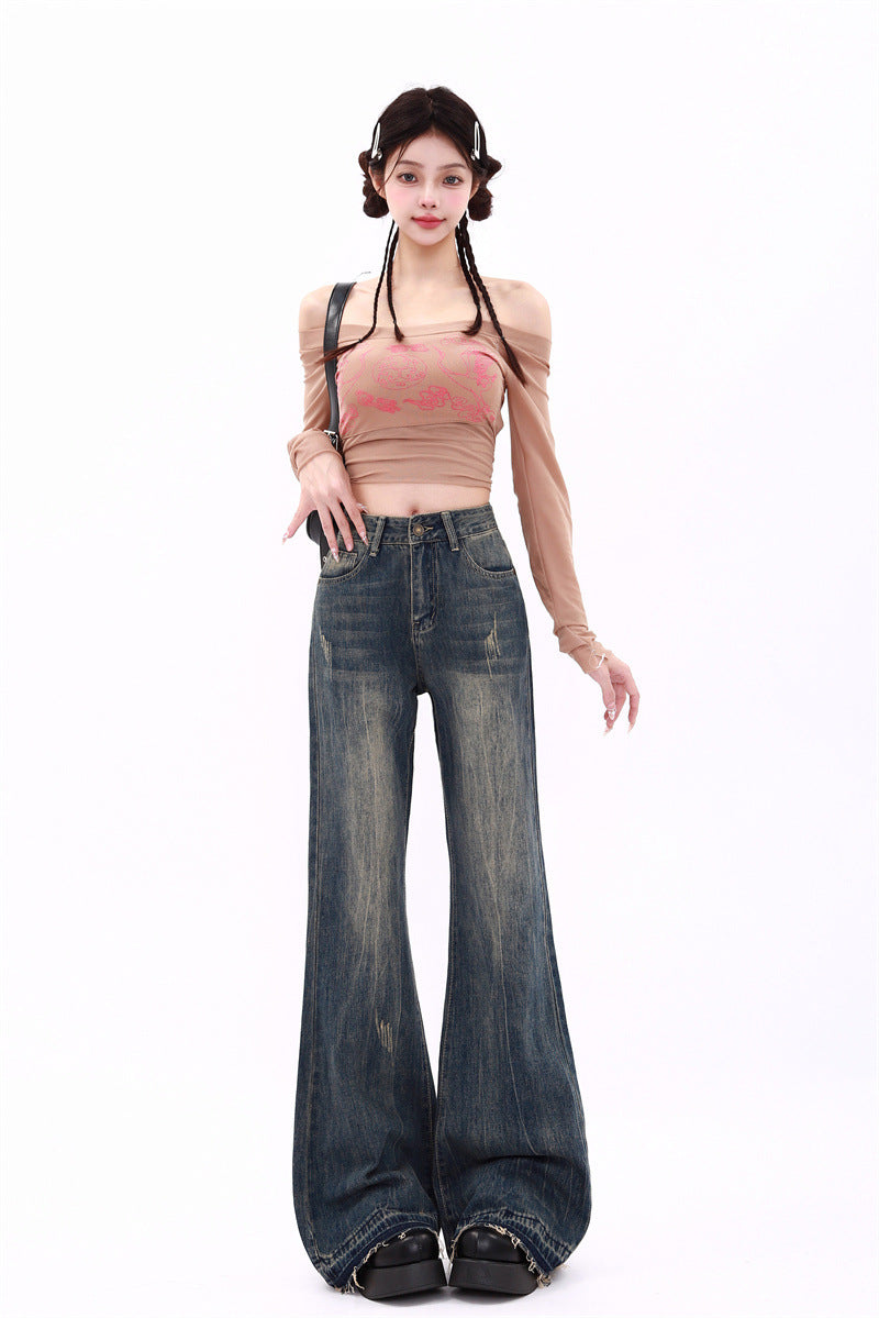 Damejeans i retro amerikansk stil med smalle ben
