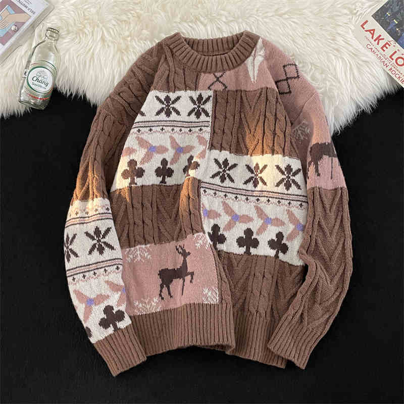 Fleece-lined Thickened Turtleneck Retro Art Design Sweater Warm