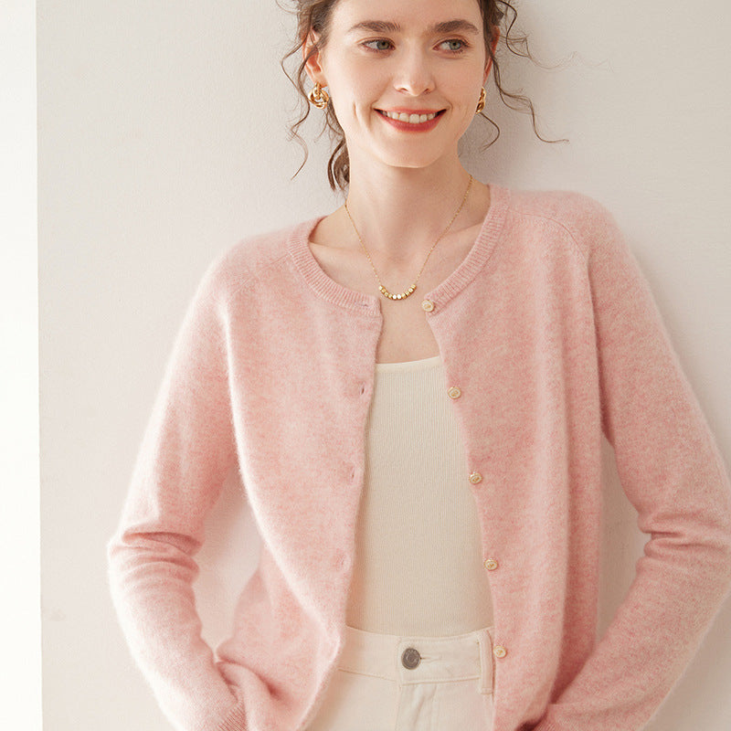 Pure Cashmere Thin Raglan Solid Color Loose Knitted Coat