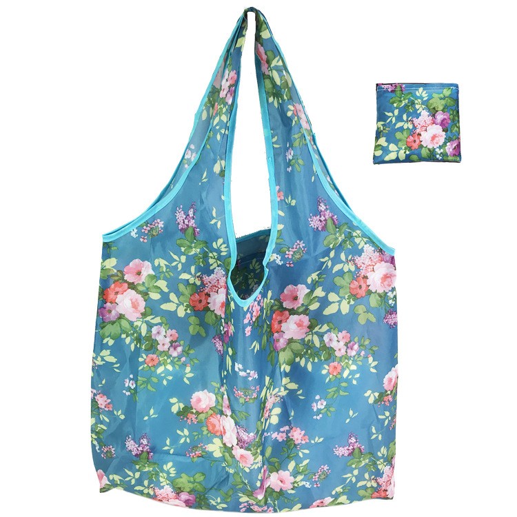Floral Cloth Portable Shopping Bag Polyester Folding 190T