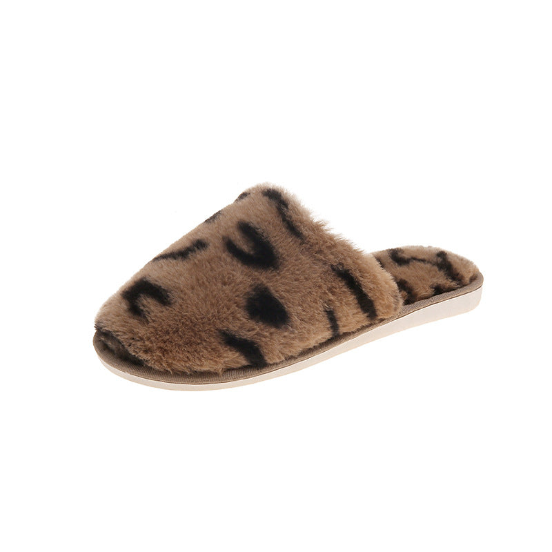Efterår Og Vinter Bomuld Hjemmesko Dametåkappe Leopard Plys