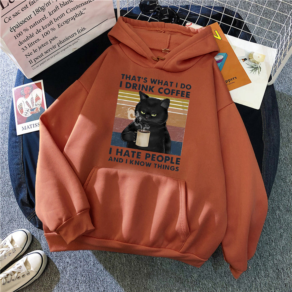 Women's Creative Versatile Printed Cat Hoodie
