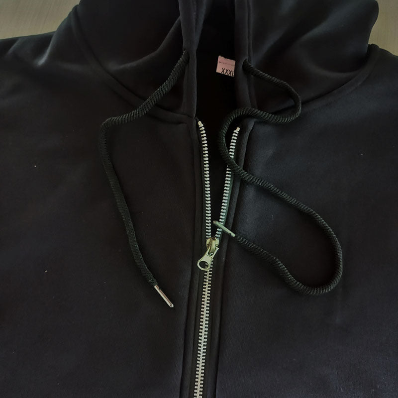 Casual Cardigan Dark Butterfly Print Zip Sweatshirt