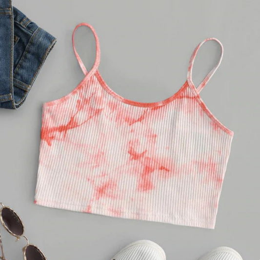 Ink Tie-dye Printing Hanging Wide Loose Short Thread Elastic Small Sling